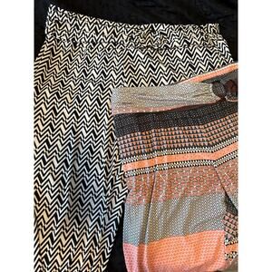 Set of 2 Robert Louis size 3X patterned wide leg pants